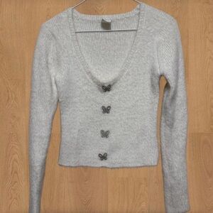 No Boundaries Cream Ribbed Knit Sweater size M(8-10)